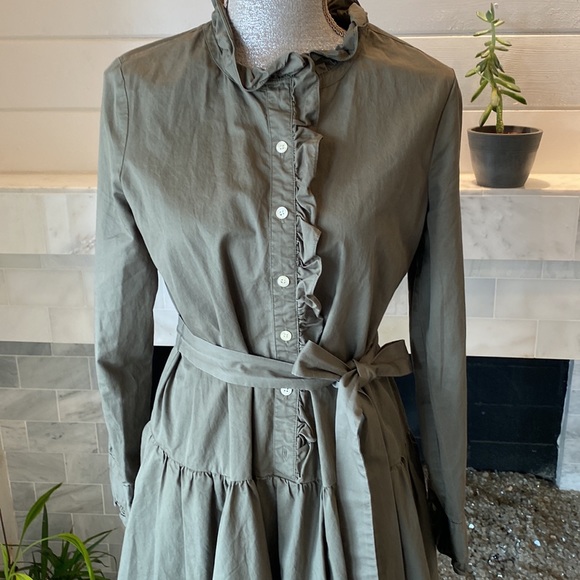 Kate Spade Broome Street Ruffled Ilive Poplin Shirtdress Size Medium - Picture 7 of 15